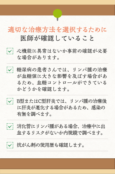 適切な治療⽅法を選択するために 医師が確認していること