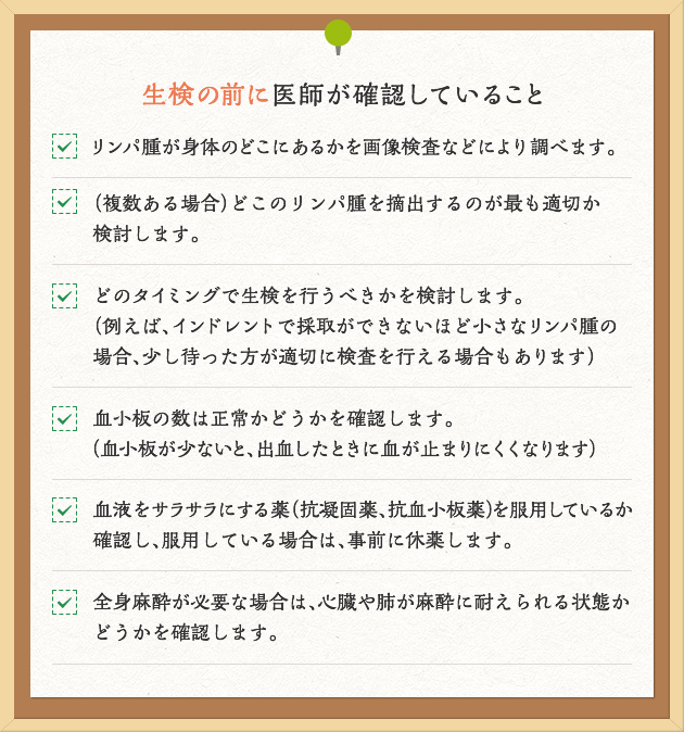 ⽣検のまえに 医師が確認していること