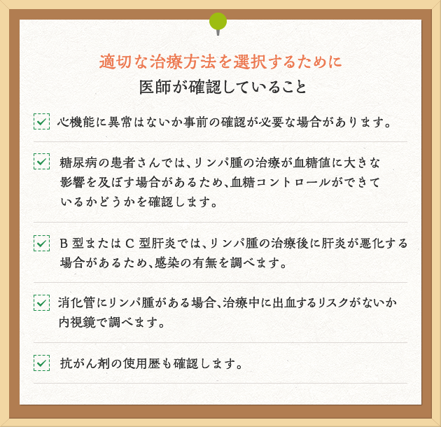 適切な治療⽅法を選択するために 医師が確認していること